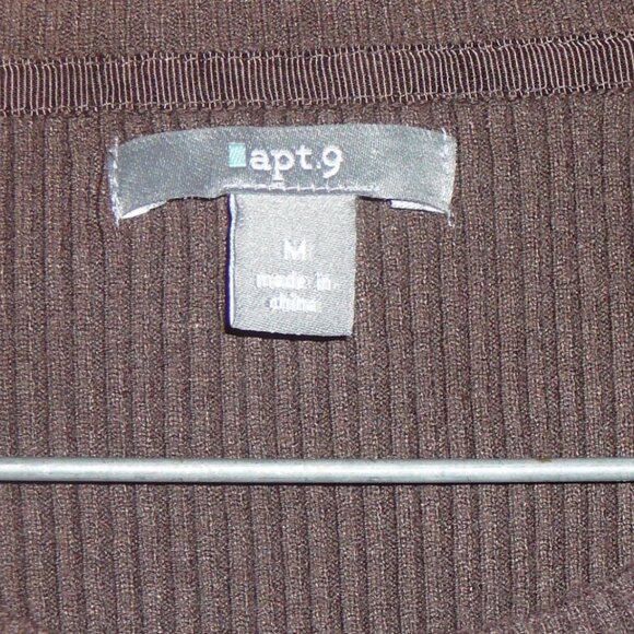 APT 9 SIZE M WOMEN'S Thin Knit Brown Blouse Peasant Style Top - Picture 2 of 4